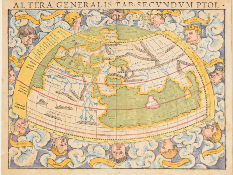 Sebastian Münster Hand-Colored Woodcut Map Altera Generalis from auction in Lincoln Park, New Jersey — image 19