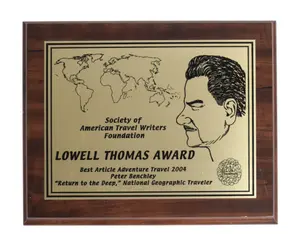 Lowell Thomas Award Plaque Peter Benchley