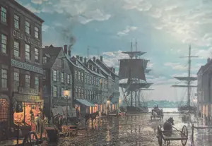 John Stobart Offset Lithograph Maiden Lane New York in 1800