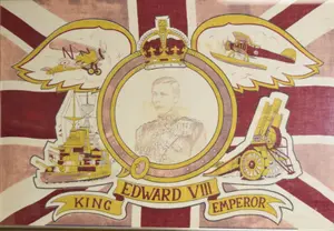 Lithograph on Textile King Edward VIII Coronation Commemorative Print
