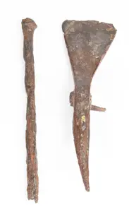 2 Antique Hand-Forged Oxidized Iron Relic Tools