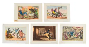 5 James Gillray Thomas Rowlandson and Charles Williams Hand-Colored Etchings