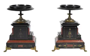 Pair of Neo-Grec Style Marble and Gilt Metal Tazze
