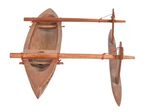 Papua New Guinea Carved Wood Outrigger Canoe Model