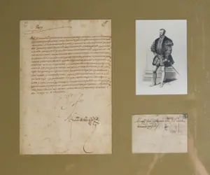 Philip II of Spain Signed Manuscript Royal Decree and P. Piquet Engraving