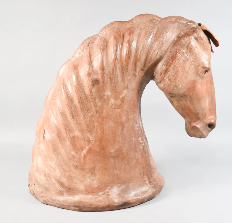Large Leather-Wrapped Equestrian Horse Head Bust from auction in Lincoln Park, New Jersey — image 9