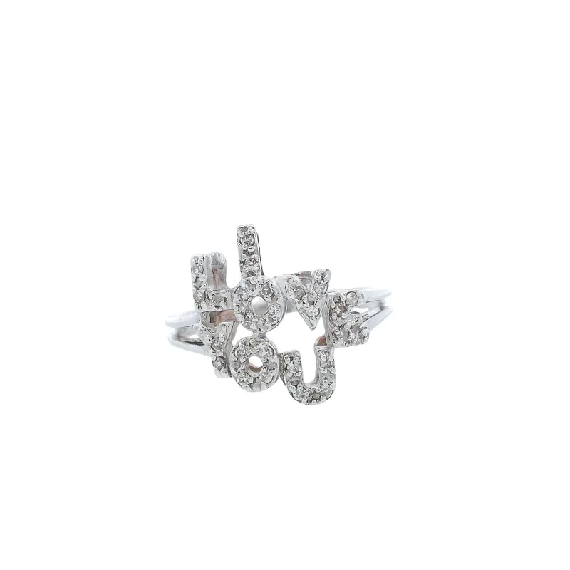 14K White Gold I  LOVE YOU Ring with Diamonds from auction in Aventura, Florida — image 33