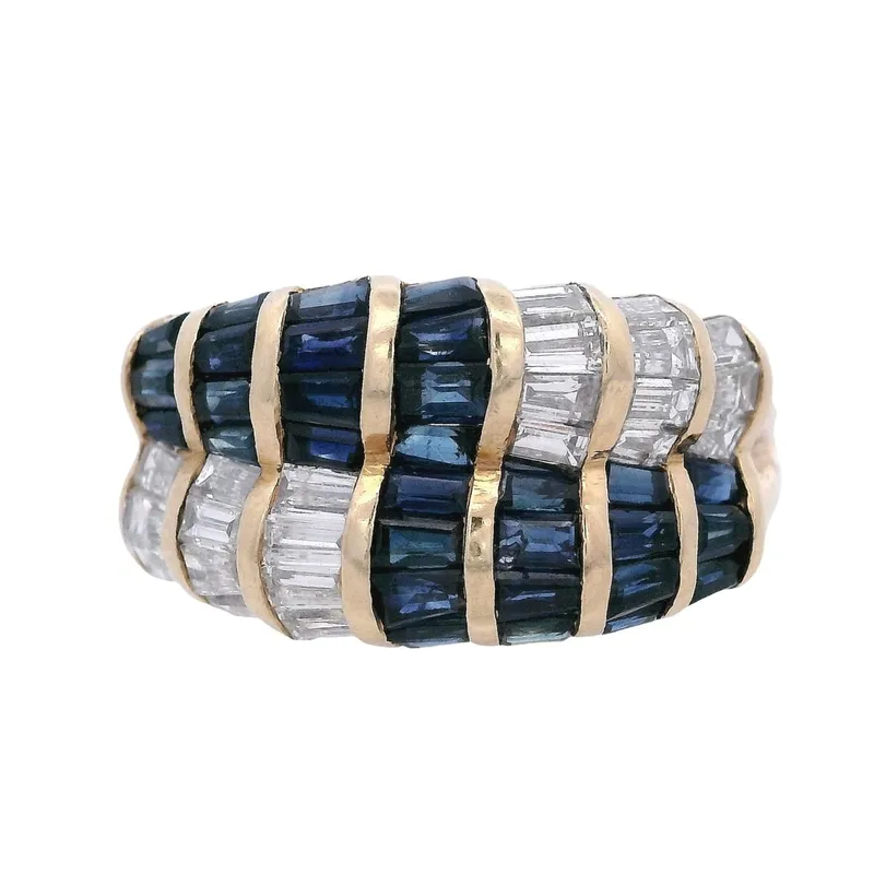 18K Yellow Gold Ring with 2.65 CTW in Blue Sapphire & Diamonds from auction in Aventura, Florida — image 7