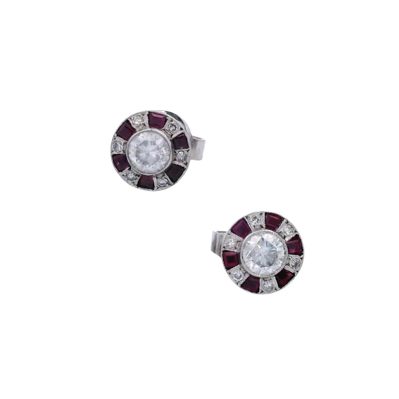 Platinum Target Stud Earrings with Diamond & Ruby from auction in Aventura, Florida — image 11