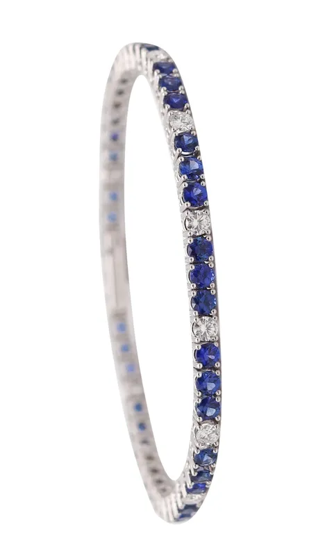 GÜBELIN Riviera Bracelet In 18Kt White Gold With 7.35 Ctw Diamonds & Sapphires from auction in Aventura, Florida — image 17