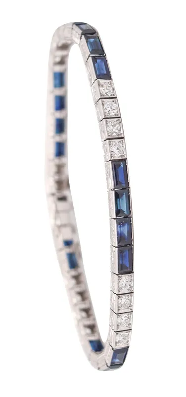 J.B. CALDWELL 1925 Bracelet In Platinum With 8.58 Ctw In Diamonds & Sapphires from auction in Aventura, Florida — image 18