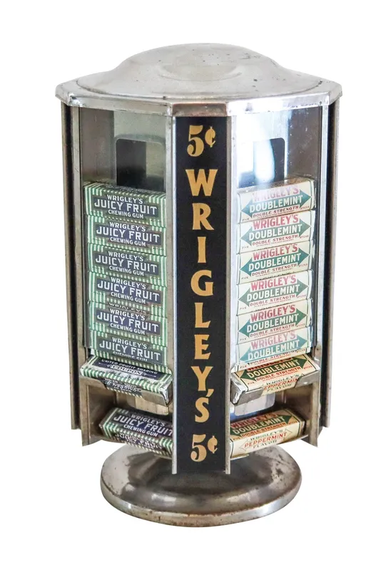 WRIGLEY'S 1920 Art Deco Antique Revolving Counter Display For Gum Candy Packs from auction in Aventura, Florida — image 22
