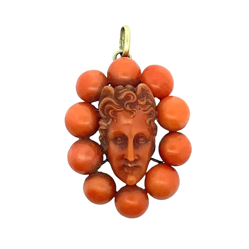 Antique 18K Yellow Gold Pendant with Carved Coral from auction in Aventura, Florida — image 29