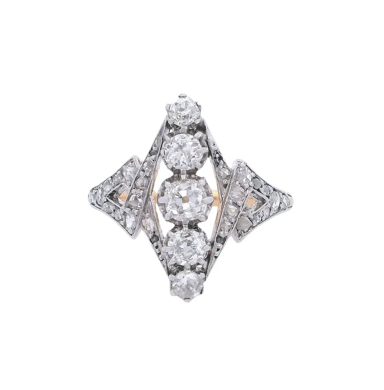 Edwardian 18K Yellow Gold & Platinum Ring with Diamond from auction in Aventura, Florida — image 31