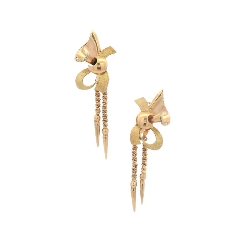 Retro 18K Yellow Gold Earrings from auction in Aventura, Florida — image 45