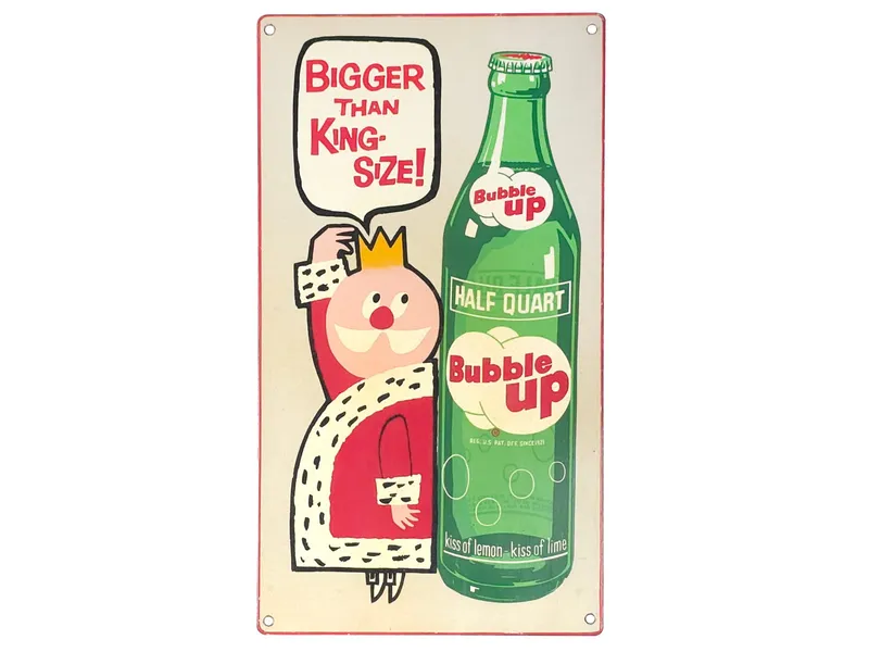 Bubble Up Soda "Bigger Than King Size" SSP Advertisement Sign from auction in Myakka City, Florida — image 8