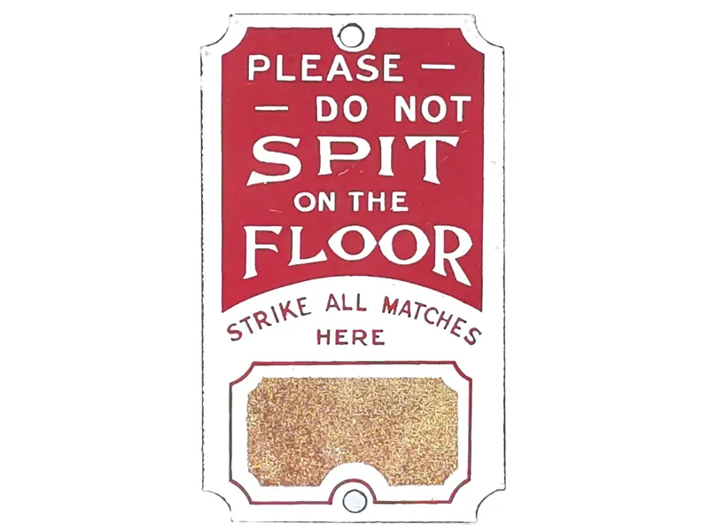 1970 Porcelain "Please Do Not Spit on Floor" Sign from auction in Myakka City, Florida — image 9