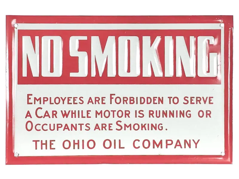 The Ohio Oil Company "No Smoking" Porcelain Gas Station Sign from auction in Myakka City, Florida — image 11