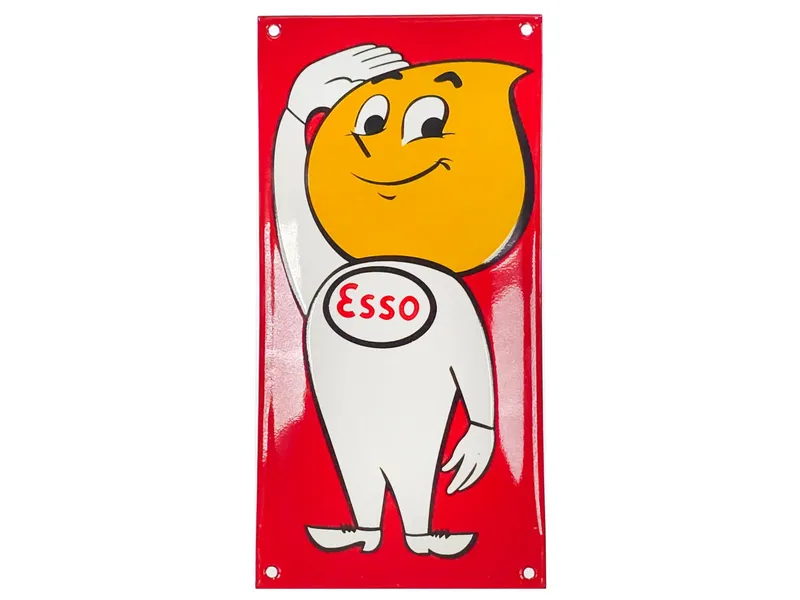 Porcelain Esso "Happy" the Oil Drop Boy Sign from auction in Myakka City, Florida — image 19