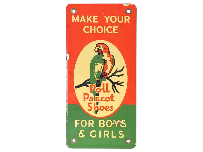 Poll Parrot Shoes Porcelain Advertising Sign from auction in Myakka City, Florida — image 24