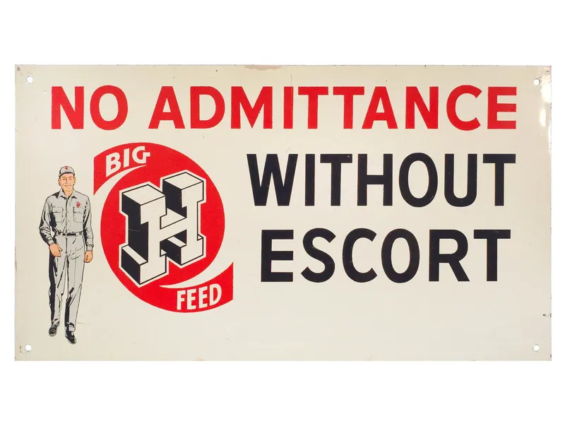 Honeggers' Big H Feeds "No Admittance" Tin Sign from auction in Myakka City, Florida — image 48