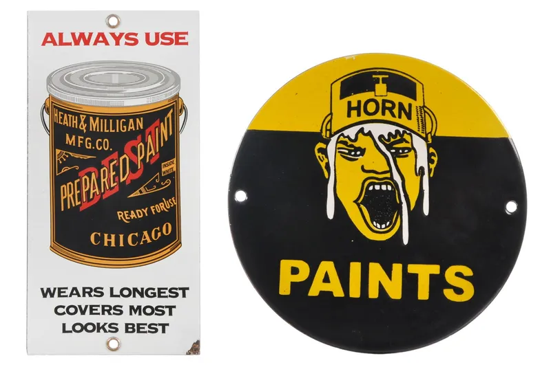 (2) Heath & Milligan Mfg. & Horn Paints SSP Advertising Signs from auction in Myakka City, Florida — image 45