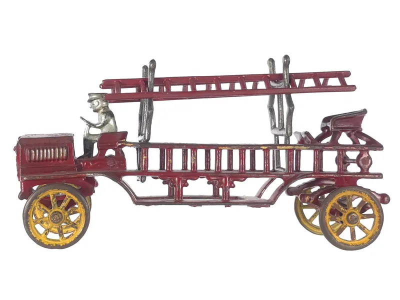 Kenton Cast Iron Fire Ladder Truck Yellow & Red from auction in Myakka City, Florida — image 18