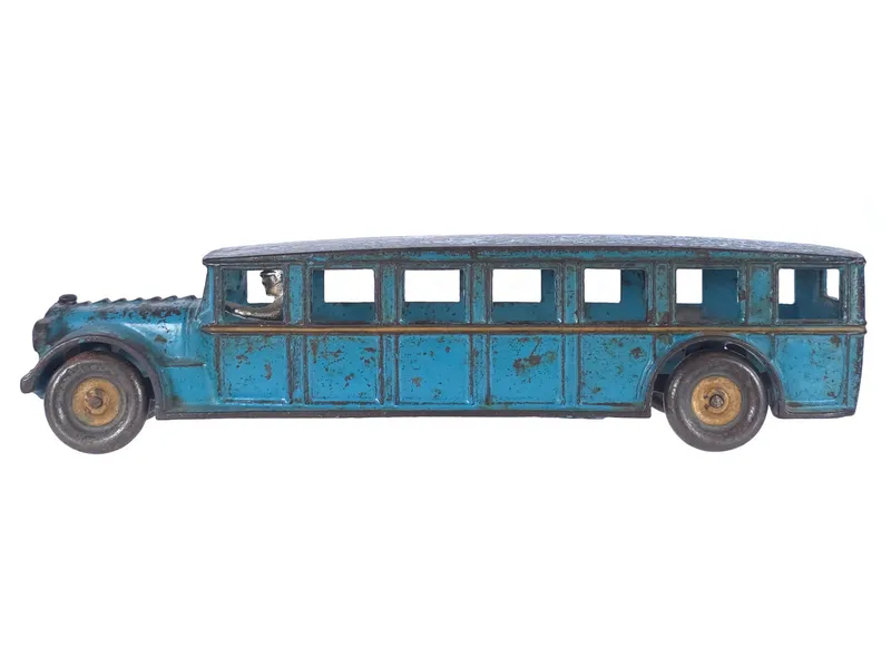 Arcade Blue Fageol Bus Cast Iron with Driver 12" from auction in Myakka City, Florida — image 35