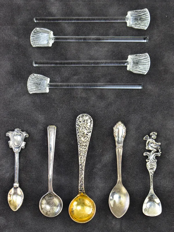 SALT SPOON ASSORMENT; STERLING & GLASS from auction in Aurora, Oregon — image 35