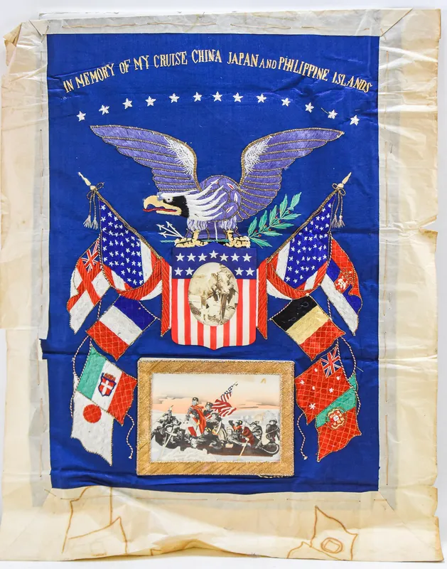 UNITED STATES NAVY PATRIOTIC SILK SOUVENIR TRAPUNTO EMBROIDERY from auction in Aurora, Oregon — image 24