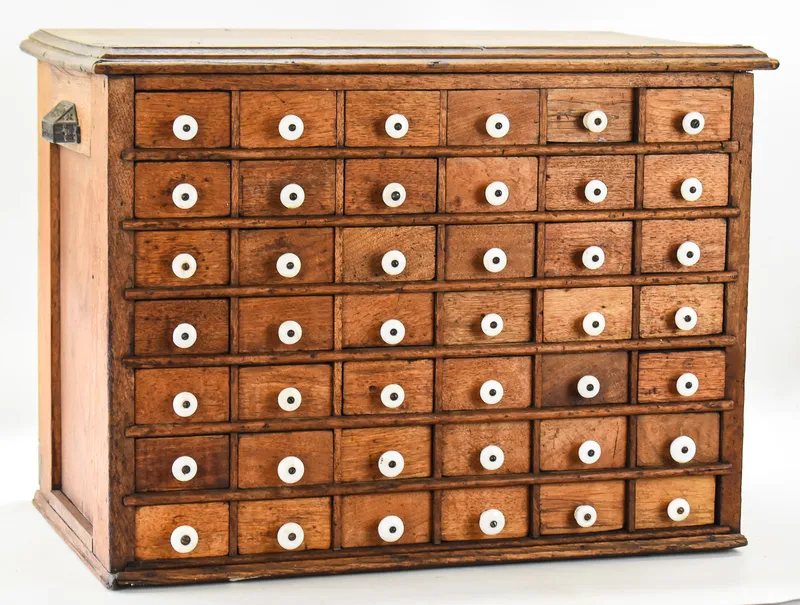 AMERICAN MULTI-DRAWER OAK APOTHECARY CABINET from auction in Aurora, Oregon — image 47
