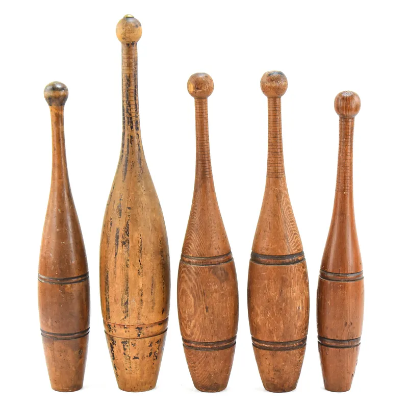SET OF FIVE WOODEN INDIAN CLUBS  from auction in Aurora, Oregon — image 12