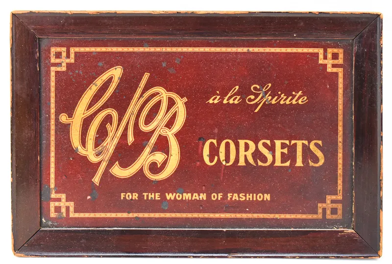 C/B A LA SPIRITE CORSETS WOOD ADVERTISING SIGN from auction in Aurora, Oregon — image 17