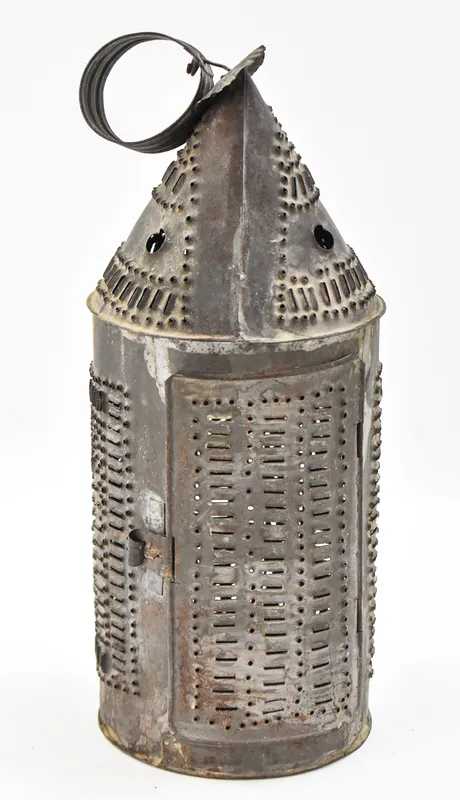 PUNCHED TIN 'PAUL REVERE' STYLE CANDLE LANTERN from auction in Aurora, Oregon — image 36