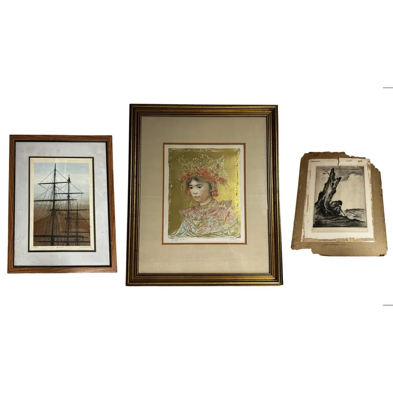 Lot of 2 Signed Lithographs & 1 Signed Engraving from auction in East Meadow, New York — image 9