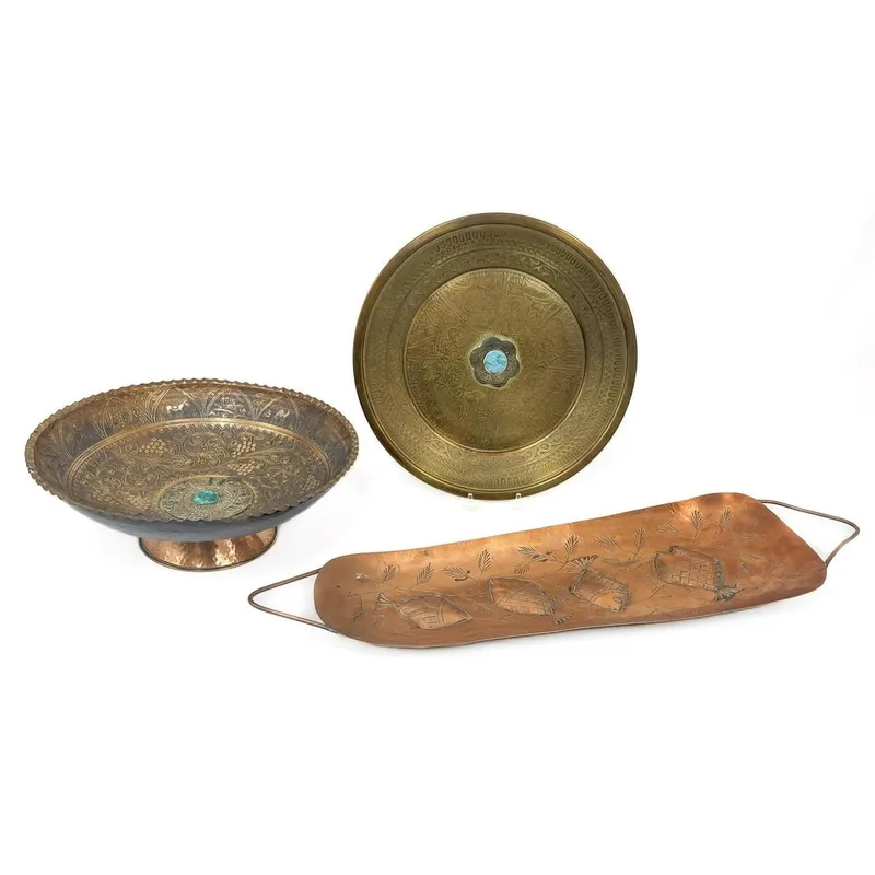 Judaica Israel 3 Vintage MCM 1960's Brass Items from auction in East Meadow, New York — image 16