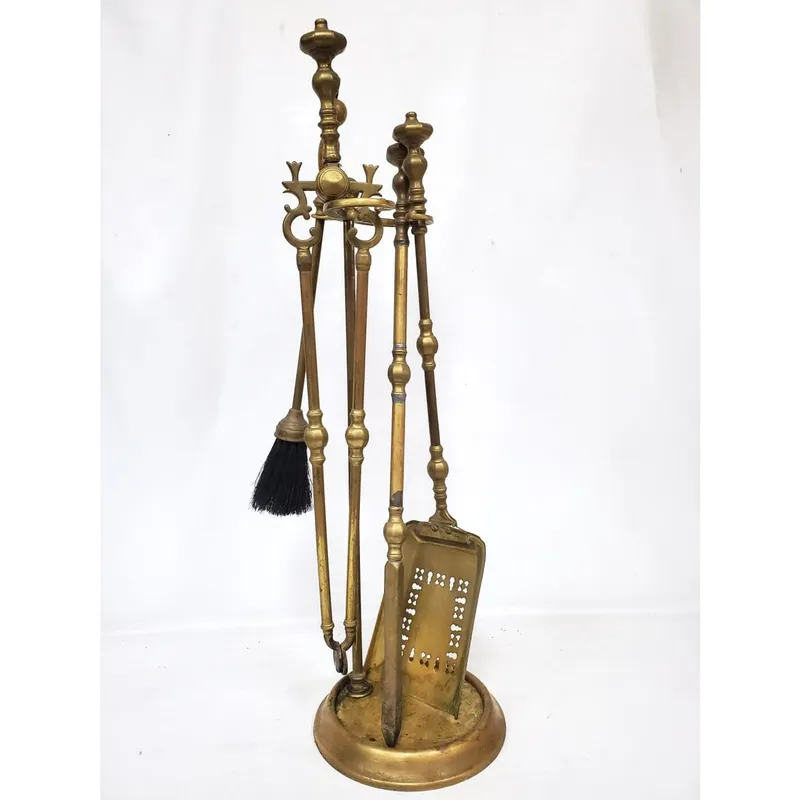 Antique Bronze Fireplace Set w Stand from auction in East Meadow, New York — image 35