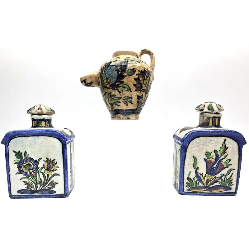 Lot of 3 Old Persian Glazed Pottery Items from auction in East Meadow, New York — image 39
