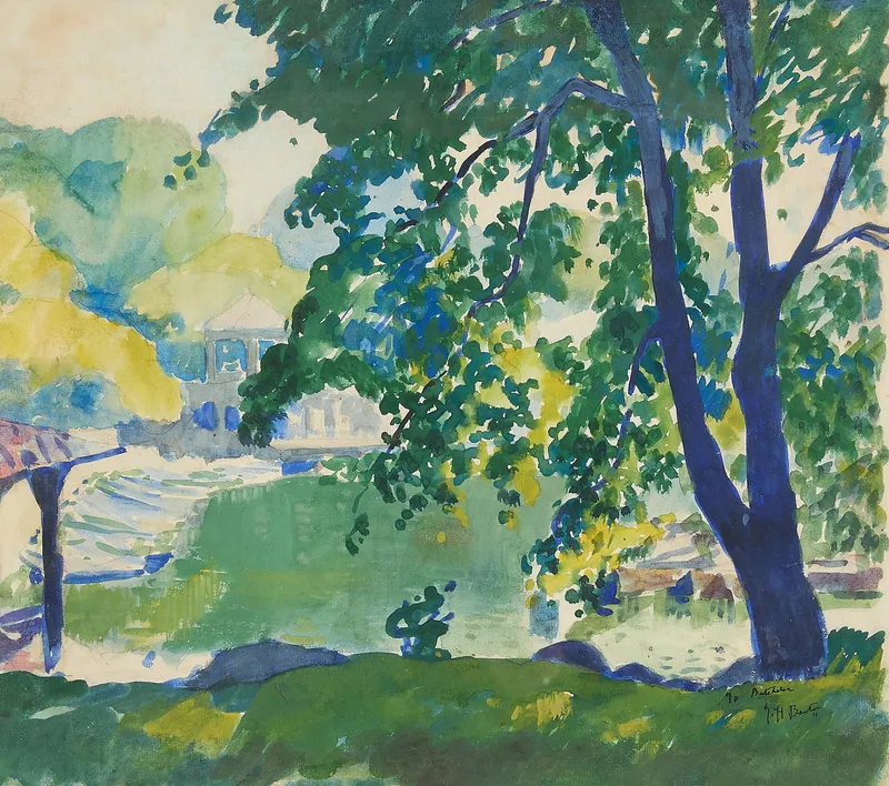 Thomas Hart Benton "Central Park" Watercolor from auction in St. Paul, Minnesota — image 6
