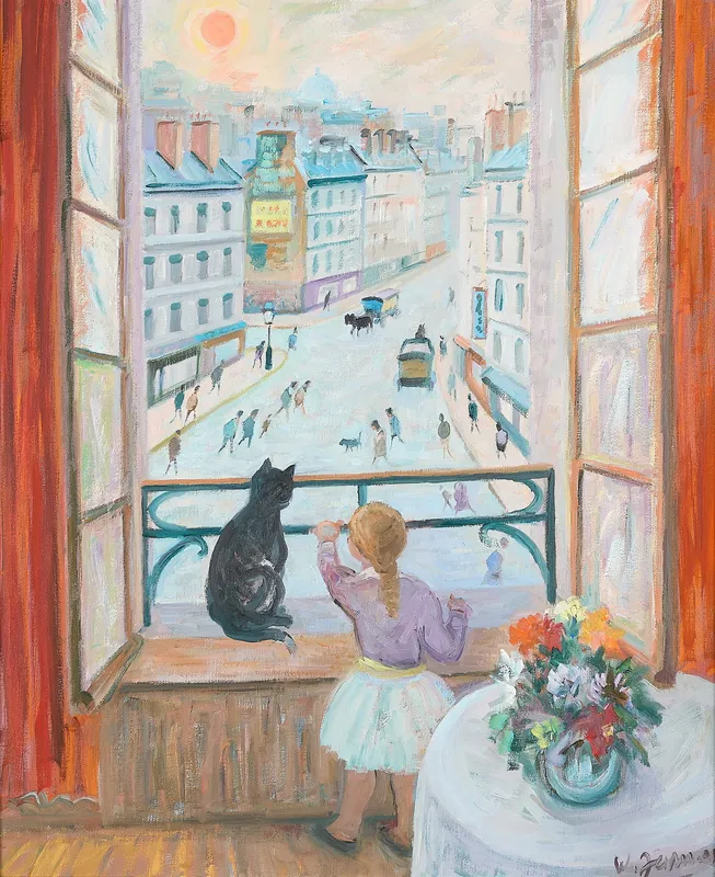 Willy R. James "Fillette Au Chat Noir" Painting from auction in St. Paul, Minnesota — image 20