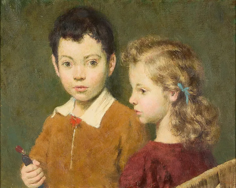 John Koch "Mary and Michael" Portrait Painting from auction in St. Paul, Minnesota — image 22