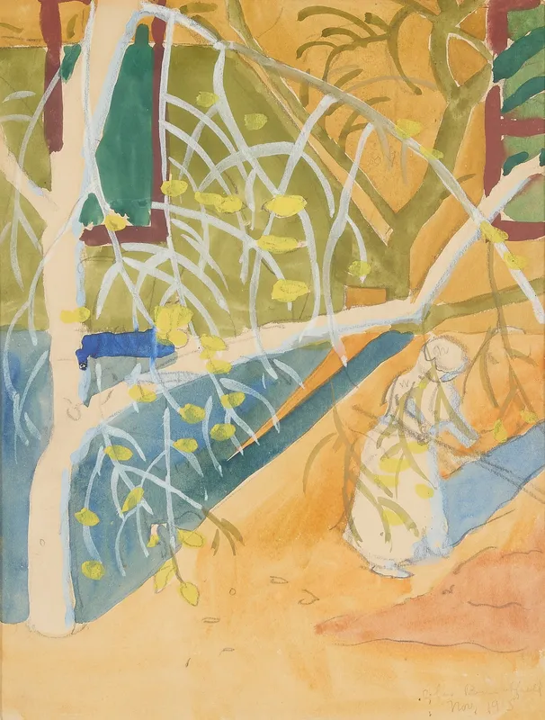Charles E. Burchfield "Woman in a Garden" Painting from auction in St. Paul, Minnesota — image 27