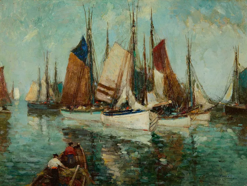 Paul King "Fishing Boats at Concarneau" Painting from auction in St. Paul, Minnesota — image 35