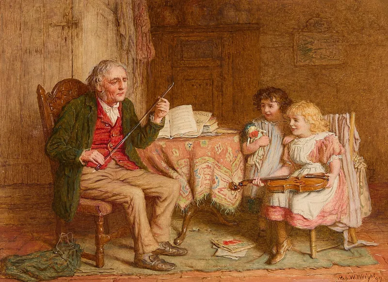 Robert W. Wright "Grandpa's Lesson" Painting 1899 from auction in St. Paul, Minnesota — image 42
