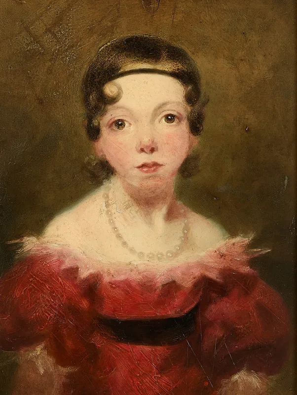 Portrait of a Girl in a Red Dress Oil Painting from auction in St. Paul, Minnesota — image 48