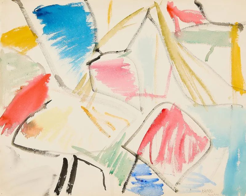 Hugh Kappel Abstract Watercolor Painting 1951 from auction in St. Paul, Minnesota — image 17