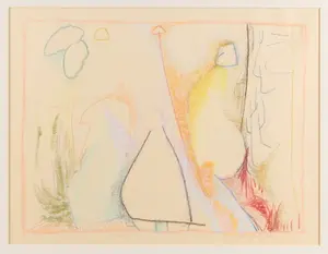 Signed "Kid's Band III" Abstract Pastel Drawing