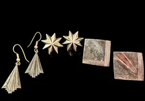 A Trio of Matched Pairs of Sterling Silver Earrings including Tahe Navajo Drop Earrings