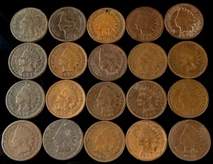 A Group of US Indian Head One Cent Coins Dated 1891 to 1905