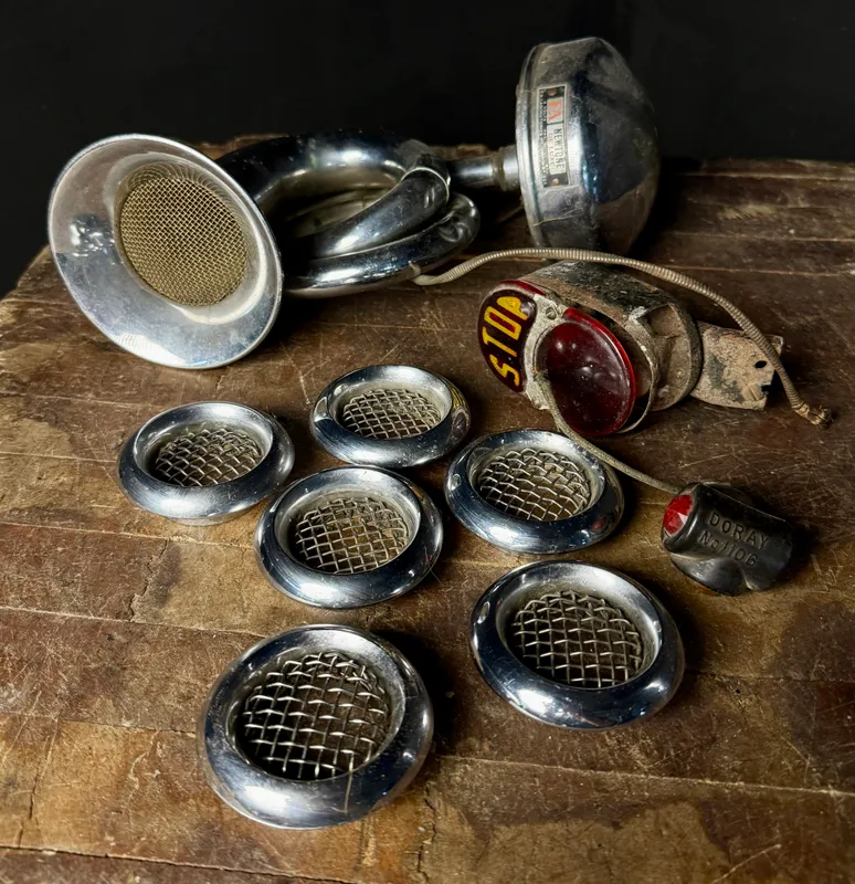 Collection of Vintage Automotive Accessories including E.A. Laboratories Horn Do-Ray Marker Light and AC Vents from auction in Campbell, New York — image 8